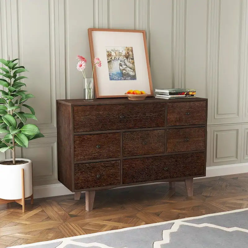 Credenza a cassetti in legno massello con funzione di buffet e vano contenitore con tavolo consolle