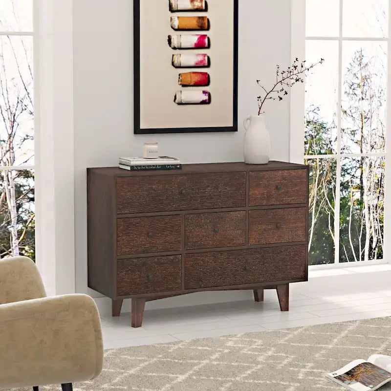 Credenza a cassetti in legno massello con funzione di buffet e vano contenitore con tavolo consolle