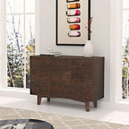 Credenza a cassetti in legno massello con funzione di buffet e vano contenitore con tavolo consolle
