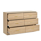 Commode à 6 tiroirs avec finition naturelle