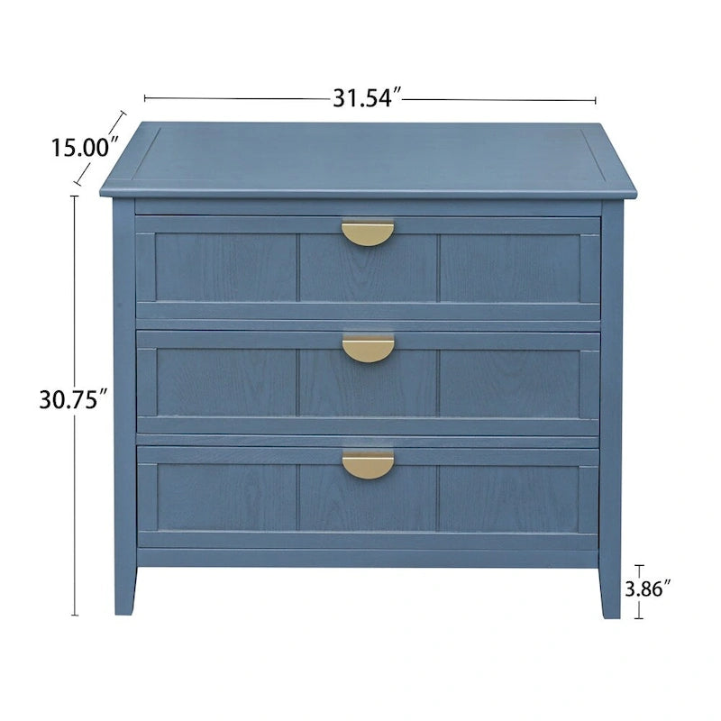 3-Drawer Storage Cabinet with Non-Slip Foot Pads