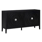 Retro-dressoirkast met 4 deuren, cirkelvormig groefdesign en ronde metalen handgrepen