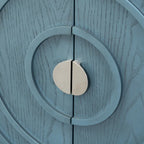 Retro-dressoirkast met 4 deuren, cirkelvormig groefdesign en ronde metalen handgrepen