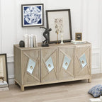 Credenza a 4 ante con ante decorative a specchio