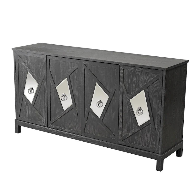 Credenza a 4 ante con ante decorative a specchio