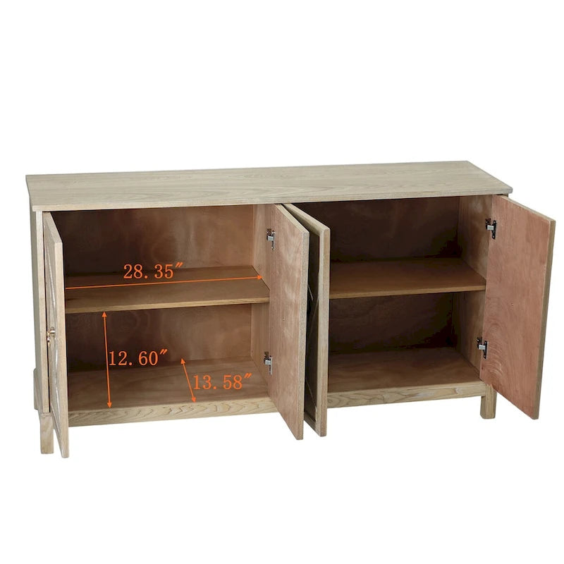 Credenza a 4 ante con ante decorative a specchio