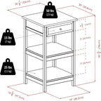 Meuble de rangement latéral pour bureau avec étagères et tiroir - 20.8W x 20.2D x 30.7H