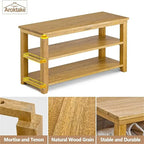 Houten schoenenbank met 2 niveaus en opbergplank