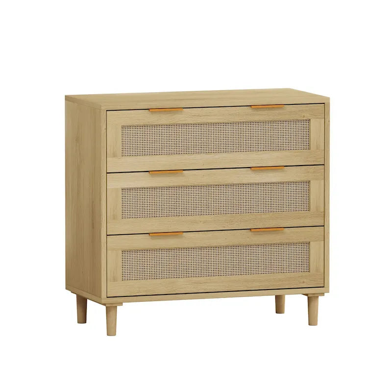 Rattan-Aufbewahrungsschrank mit 3 Schubladen und Holzrahmen