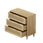 Rattan-Aufbewahrungsschrank mit 3 Schubladen und Holzrahmen