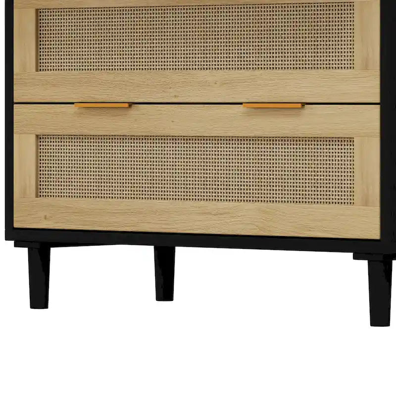 Rattan-Aufbewahrungsschrank mit 3 Schubladen und Holzrahmen