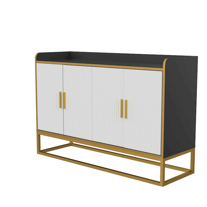Mueble buffet de almacenamiento con patas metálicas (negro)