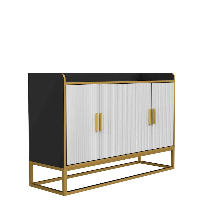 Mueble buffet de almacenamiento con patas metálicas (negro)