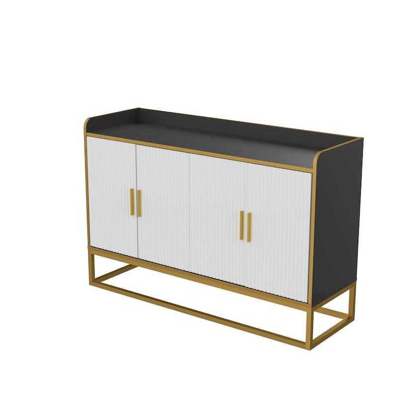 Mueble buffet de almacenamiento con patas metálicas (negro)