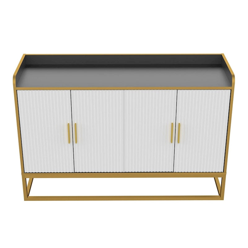 Mueble buffet de almacenamiento con patas metálicas (negro)