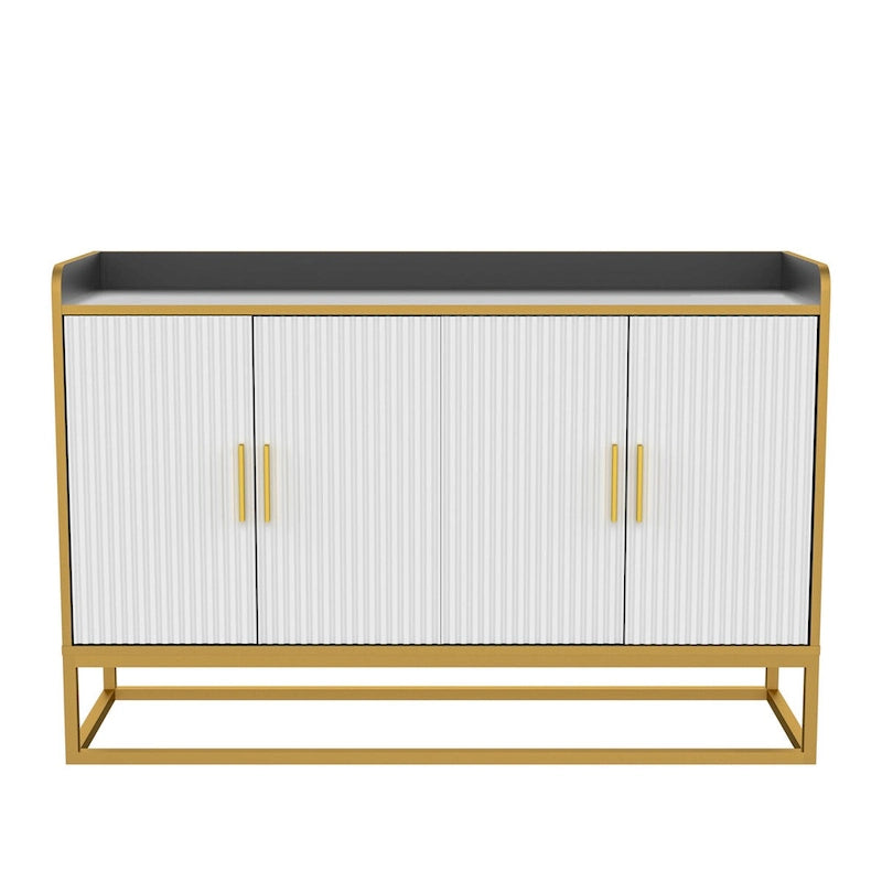 Mueble buffet de almacenamiento con patas metálicas (negro)