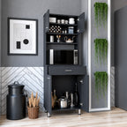 Pantry Piacenza,Two Double Door Cabinet, Black Wengue Finish,High quality and durable