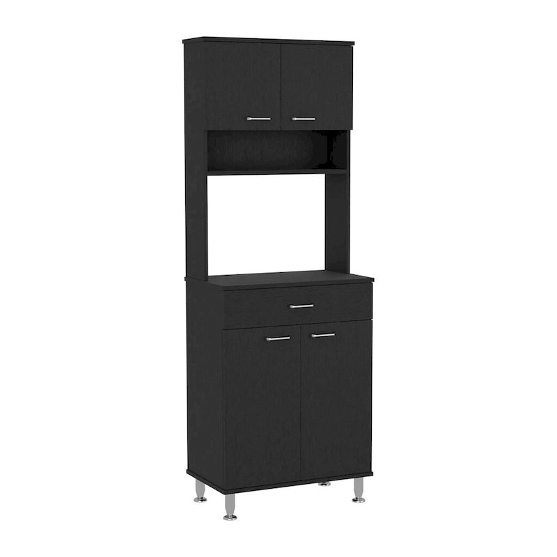 Mueble de cocina de dos puertas dobles con cajón, acabado wengué negro
