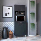 Mueble de cocina de dos puertas dobles con cajón, acabado wengué negro