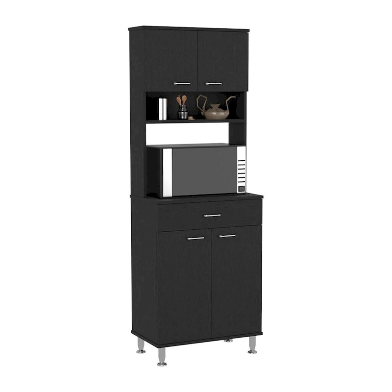 Mueble de cocina de dos puertas dobles con cajón, acabado wengué negro