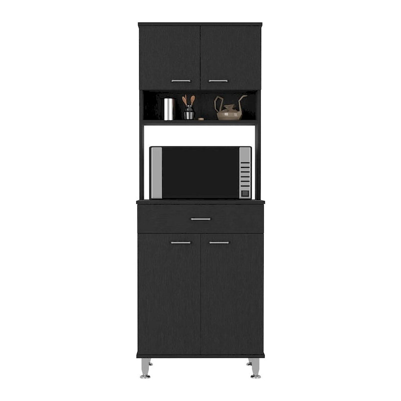 Mueble de cocina de dos puertas dobles con cajón, acabado wengué negro