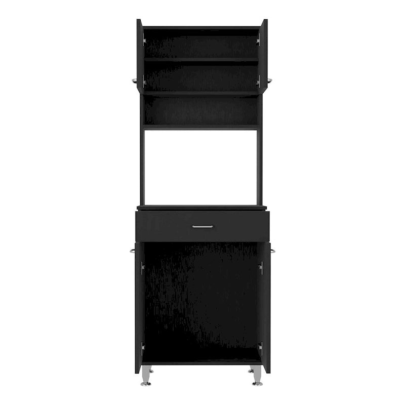 Mueble de cocina de dos puertas dobles con cajón, acabado wengué negro