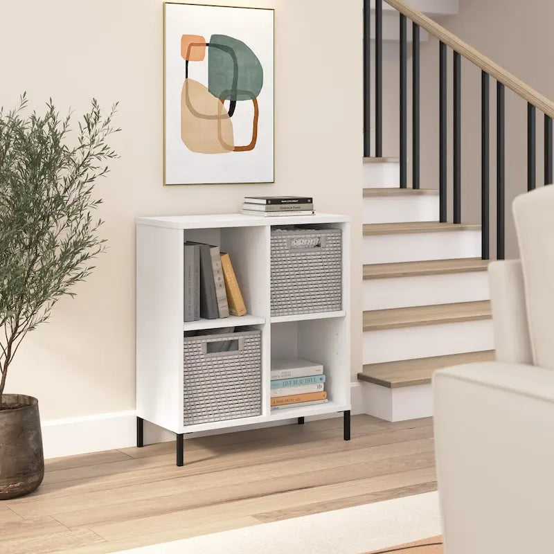 Librería organizadora de 4 cubos con estantes ajustables