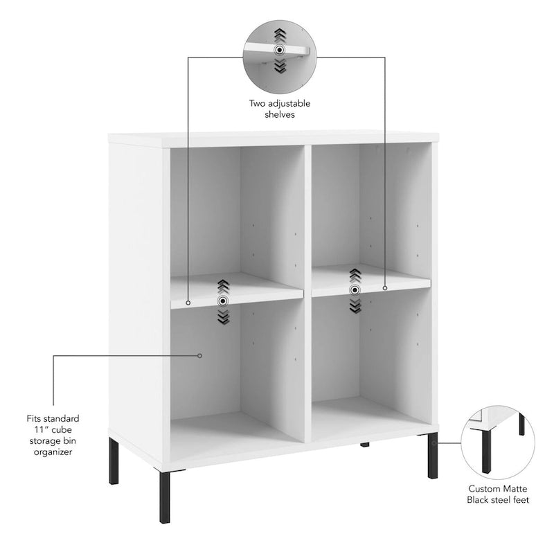 Librería organizadora de 4 cubos con estantes ajustables