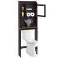 Wandkast boven het toilet, 23.25 in. B x 7.5 in. D x 69 in. H, espressokleurig