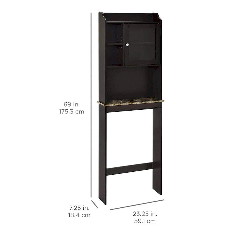 Gabinete de pared sobre el inodoro de 23.25 pulg. de ancho x 7.5 pulg. de fondo x 69 pulg. de alto, espresso