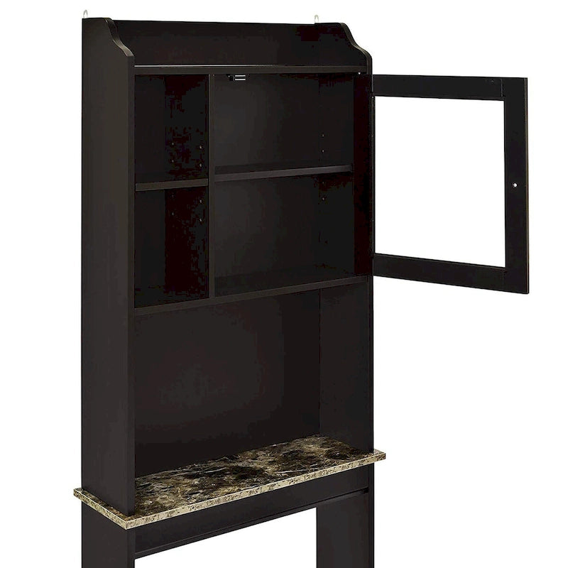 Wandkast boven het toilet, 23.25 in. B x 7.5 in. D x 69 in. H, espressokleurig