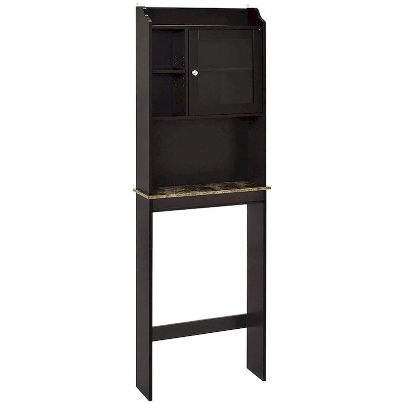 Wandkast boven het toilet, 23.25 in. B x 7.5 in. D x 69 in. H, espressokleurig