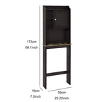 Wandkast boven het toilet, 23.25 in. B x 7.5 in. D x 69 in. H, espressokleurig