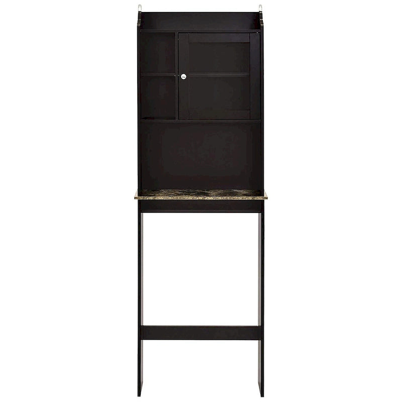 Wandkast boven het toilet, 23.25 in. B x 7.5 in. D x 69 in. H, espressokleurig