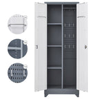 Meuble de rangement métallique avec porte verrouillable et range-balai