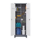 Meuble de rangement métallique avec porte verrouillable et range-balai