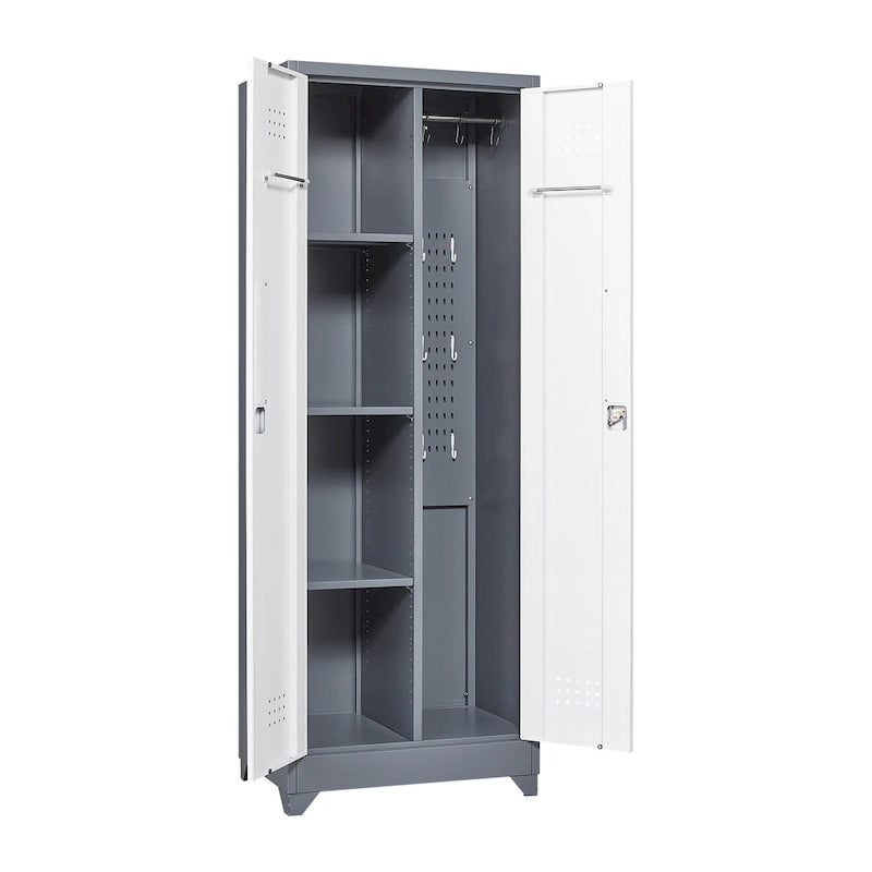 Meuble de rangement métallique avec porte verrouillable et range-balai