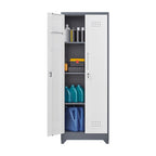 Meuble de rangement métallique avec porte verrouillable et range-balai