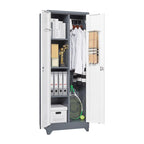 Meuble de rangement métallique avec porte verrouillable et range-balai