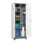 Meuble de rangement métallique avec porte verrouillable et range-balai