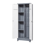 Meuble de rangement métallique avec porte verrouillable et range-balai