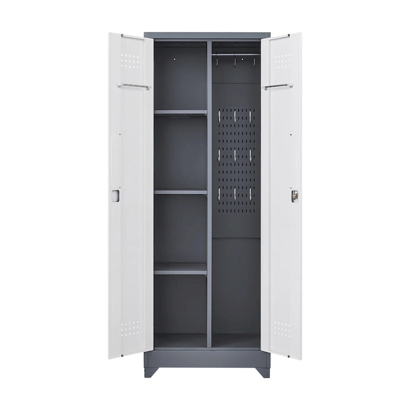 Meuble de rangement métallique avec porte verrouillable et range-balai
