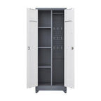 Meuble de rangement métallique avec porte verrouillable et range-balai