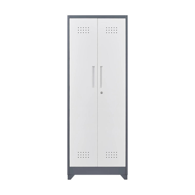 Meuble de rangement métallique avec porte verrouillable et range-balai