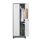 Meuble de rangement métallique avec porte verrouillable et range-balai