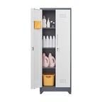 Meuble de rangement métallique avec porte verrouillable et range-balai