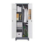 Meuble de rangement métallique avec porte verrouillable et range-balai