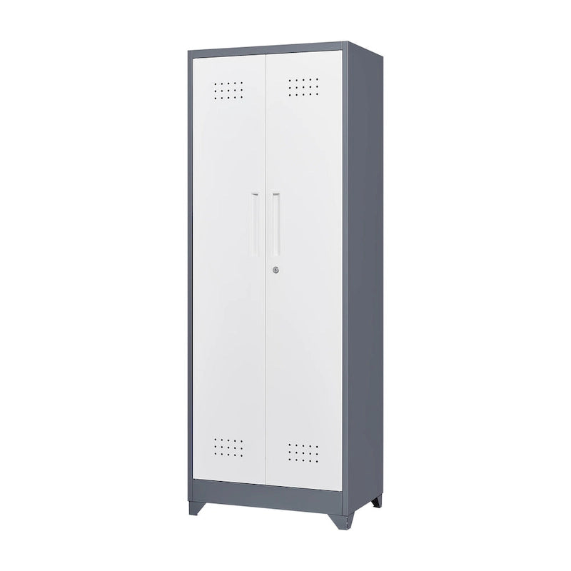 Meuble de rangement métallique avec porte verrouillable et range-balai