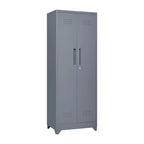 Meuble de rangement métallique avec porte verrouillable et range-balai