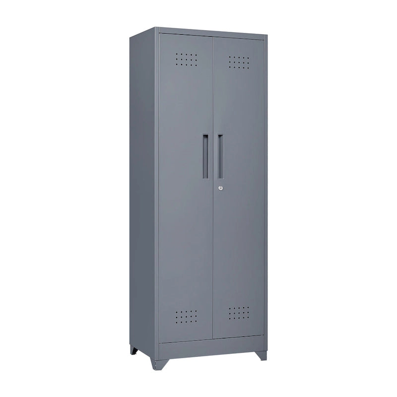 Meuble de rangement métallique avec porte verrouillable et range-balai